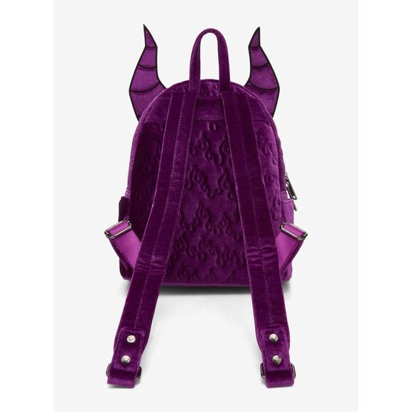 Loungefly Disney Sleeping Beauty Purple Velvet Maleficent Figural Mini Backpack main image 5